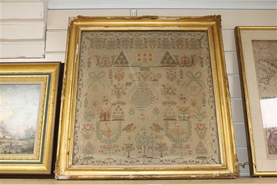 A George III sampler, 56cm x 53cm